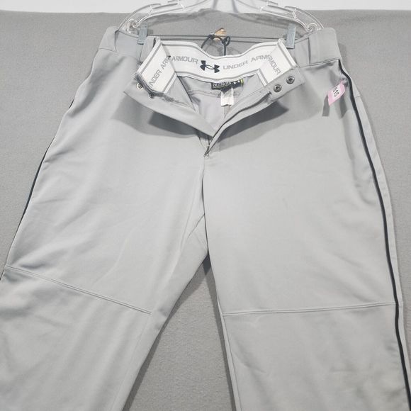 Under Armour Mens Pants Gray Solid 2XL Loose Button Fly 100% Polyester Athletic - Picture 1 of 16
